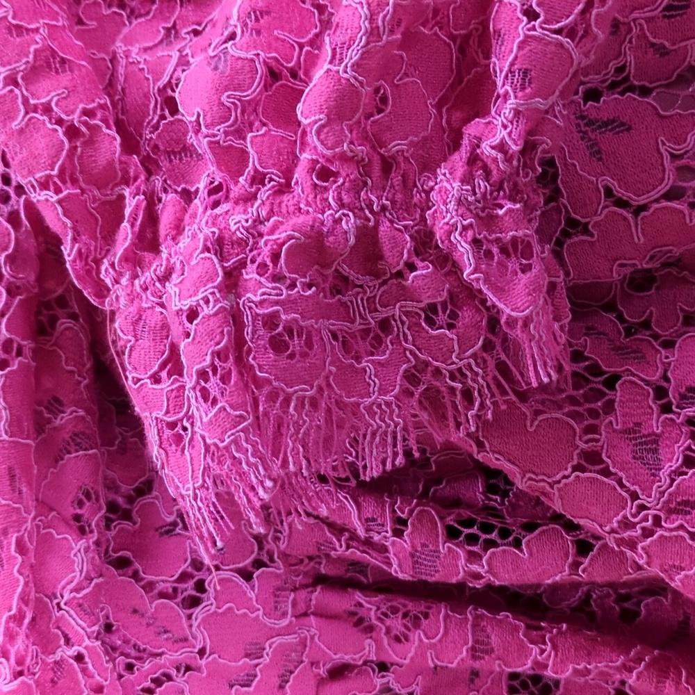 J. Crew Pink Lace Ruffle Neck Mini Dress Size Small - Picture 13 of 14